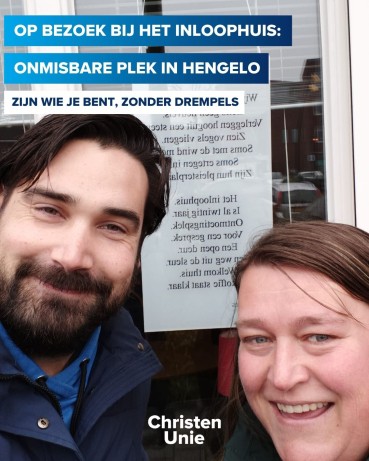 Vanessa en Joshua bij het inloophuis
